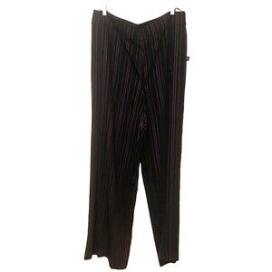 NWT Macy's BAR III Women's 14 Wide Leg Career Pants Black Purple Striped Witchy